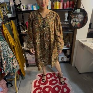 Emma & Michele Multicolor Paisley Long Sleeve Dress